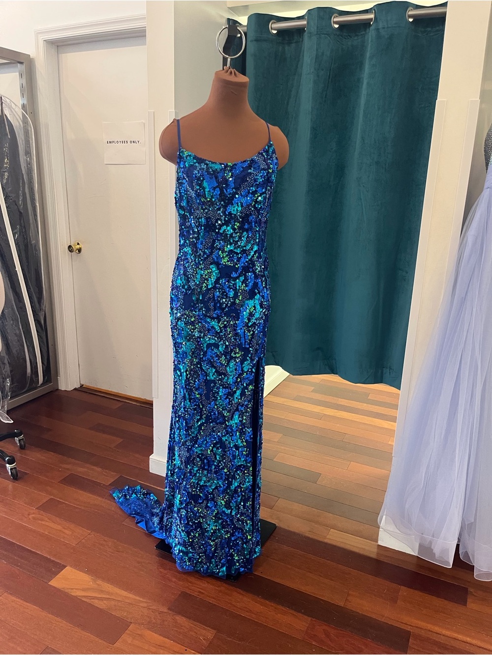 Aleta embellished sequin scoop neck gown